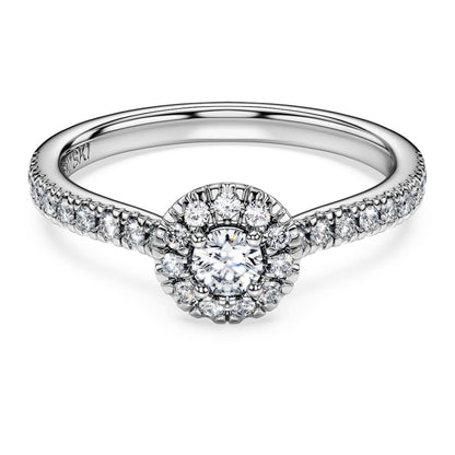 Eternity halo solitaire ring, Lab-grown diamonds 0.45 ct tw, Round shape, Sterling silver image 1
