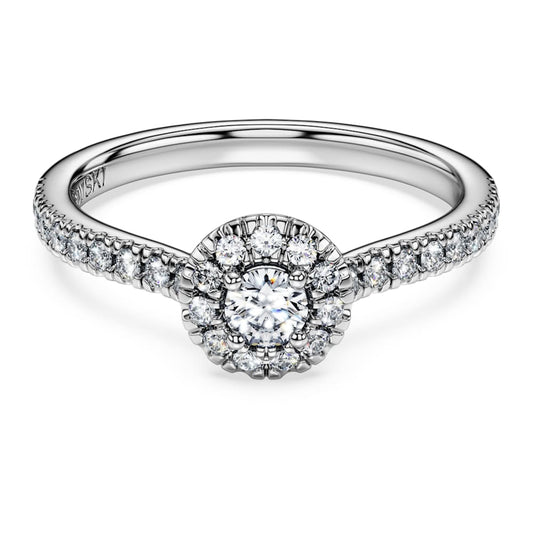 Eternity halo solitaire ring, Lab-grown diamonds 0.45 ct tw, Round shape, Sterling silver image 1