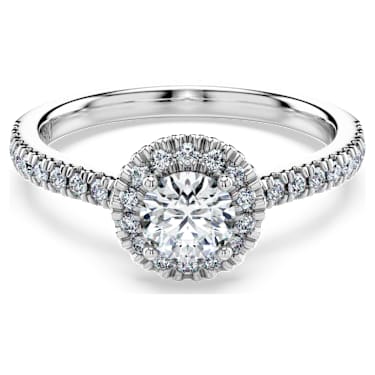 Eternity halo solitaire ring, Lab-grown diamonds 0.8 ct tw, Round shape, 14K white gold image 6