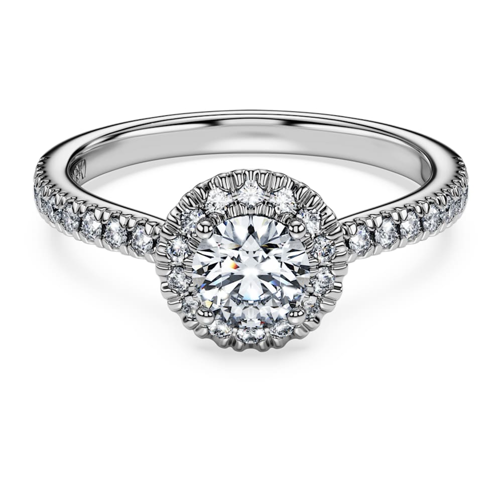 Eternity halo solitaire ring, Lab-grown diamonds 0.8 ct tw, Round shape, 14K white gold image 1