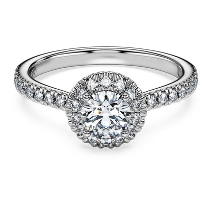 Eternity halo solitaire ring, Lab-grown diamonds 0.8 ct tw, Round shape, 14K white gold image 1