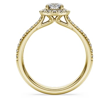 Eternity halo solitaire ring, Lab-grown diamonds 0.8 ct tw, Round shape, White, 14K yellow gold image 4