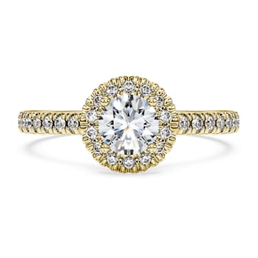 Eternity halo solitaire ring, Lab-grown diamonds 0.8 ct tw, Round shape, White, 14K yellow gold image 2