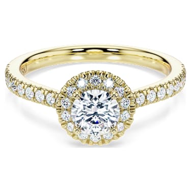 Eternity halo solitaire ring, Lab-grown diamonds 0.8 ct tw, Round shape, White, 14K yellow gold image 6