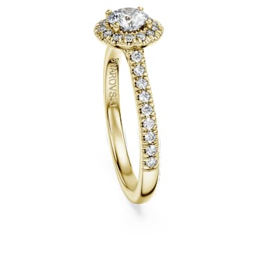 Eternity halo solitaire ring, Lab-grown diamonds 0.8 ct tw, Round shape, White, 14K yellow gold image 3