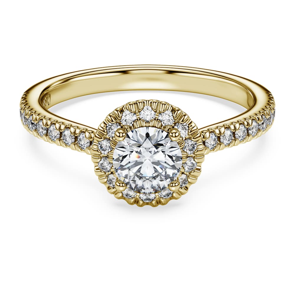Eternity halo solitaire ring, Lab-grown diamonds 0.8 ct tw, Round shape, White, 14K yellow gold image 1