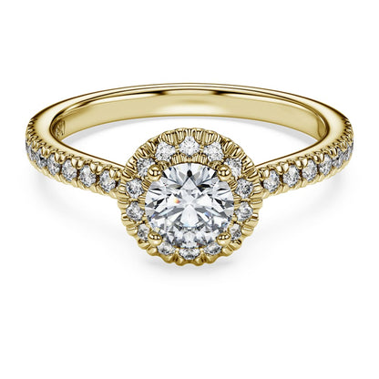 Eternity halo solitaire ring, Lab-grown diamonds 0.8 ct tw, Round shape, White, 14K yellow gold image 1