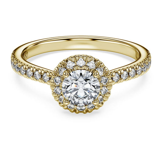 Eternity halo solitaire ring, Lab-grown diamonds 0.8 ct tw, Round shape, White, 14K yellow gold image 1