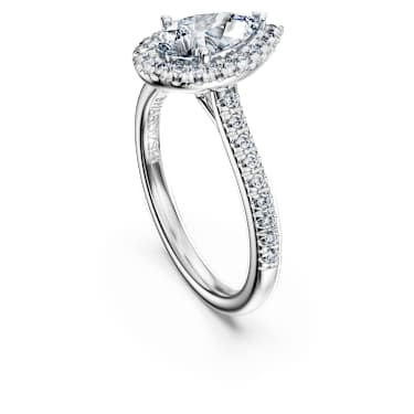 Eternity halo solitaire ring, Lab-grown diamonds 1.3 ct tw, Pear shape, 14K white gold image 3