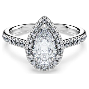 Eternity halo solitaire ring, Lab-grown diamonds 1.3 ct tw, Pear shape, 14K white gold image 6