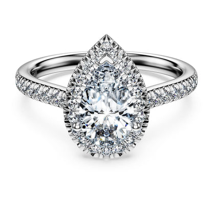 Eternity halo solitaire ring, Lab-grown diamonds 1.3 ct tw, Pear shape, 14K white gold image 1