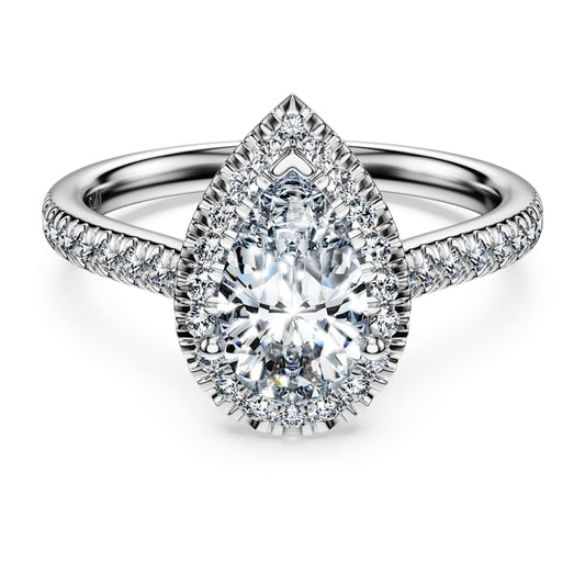 Eternity halo solitaire ring, Lab-grown diamonds 1.3 ct tw, Pear shape, 14K white gold image 1