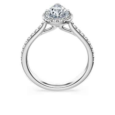 Eternity halo solitaire ring, Lab-grown diamonds 1.3 ct tw, Pear shape, 14K white gold image 4