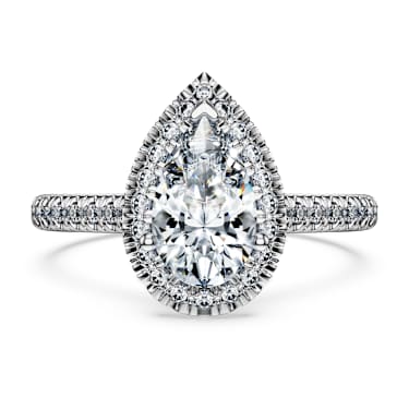 Eternity halo solitaire ring, Lab-grown diamonds 1.3 ct tw, Pear shape, 14K white gold image 2
