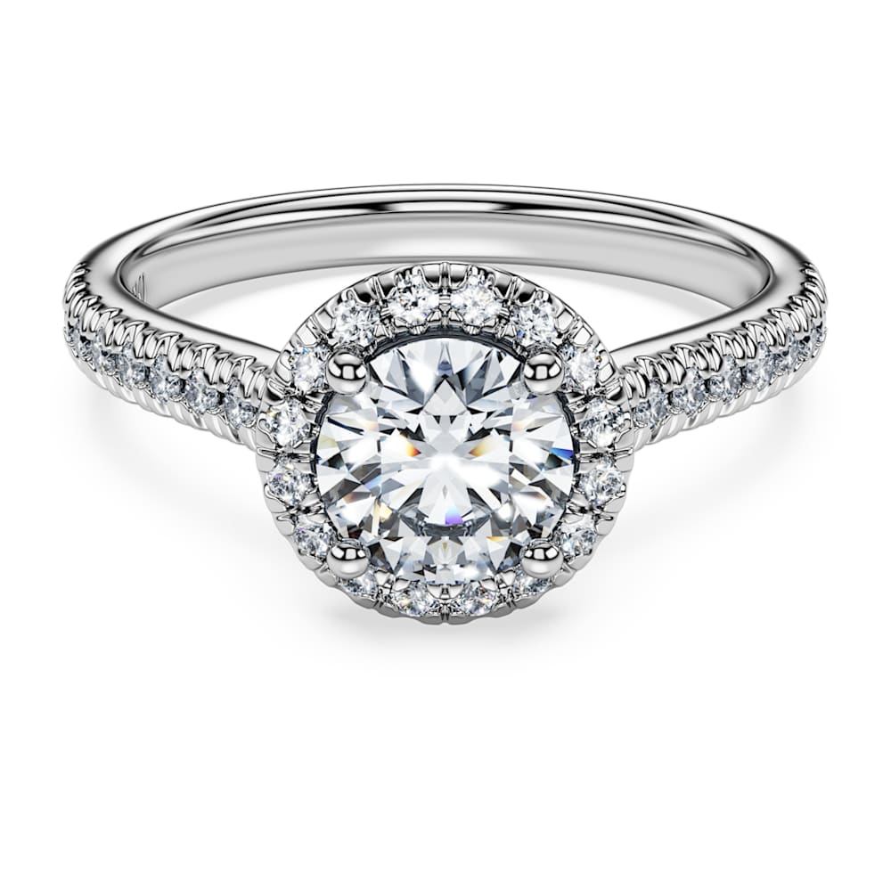 Eternity halo solitaire ring, Lab-grown diamonds 1.33 ct tw, Round shape, 14K white gold image 1