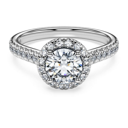 Eternity halo solitaire ring, Lab-grown diamonds 1.33 ct tw, Round shape, 14K white gold image 1