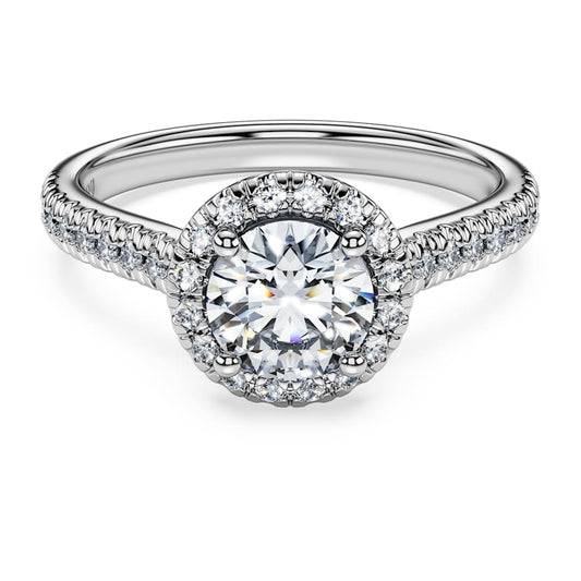 Eternity halo solitaire ring, Lab-grown diamonds 1.33 ct tw, Round shape, 14K white gold image 1