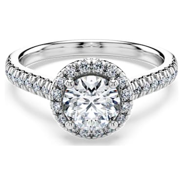 Eternity halo solitaire ring, Lab-grown diamonds 1.33 ct tw, Round shape, 14K white gold image 6
