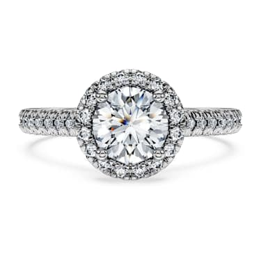 Eternity halo solitaire ring, Lab-grown diamonds 1.33 ct tw, Round shape, 14K white gold image 2