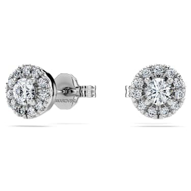 Eternity halo stud earrings, Lab-grown diamonds 0.45 ct tw, Round shape, Sterling silver image 6