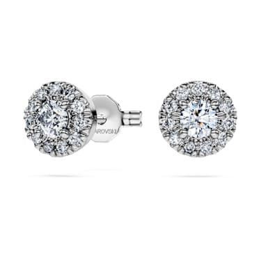 Eternity halo stud earrings, Lab-grown diamonds 0.45 ct tw, Round shape, Sterling silver image 2