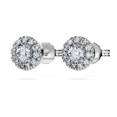Eternity halo stud earrings, Lab-grown diamonds 0.45 ct tw, Round shape, Sterling silver image 3