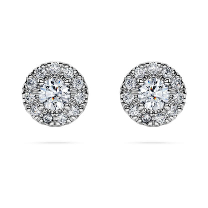 Eternity halo stud earrings, Lab-grown diamonds 0.45 ct tw, Round shape, Sterling silver image 1