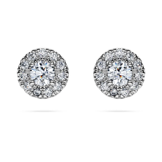 Eternity halo stud earrings, Lab-grown diamonds 0.45 ct tw, Round shape, Sterling silver image 1
