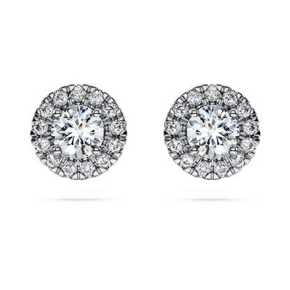 Eternity halo stud earrings, Lab-grown diamonds 0.75 ct tw, Round shape, 14K white gold image 1