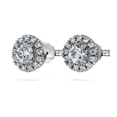 Eternity halo stud earrings, Lab-grown diamonds 0.75 ct tw, Round shape, 14K white gold image 3