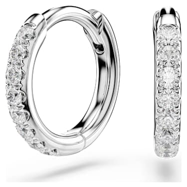 Eternity hoop earrings, Lab-grown diamonds 0.1 ct tw, Round shape, Small, 14K white gold image 6