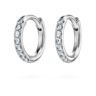 Eternity hoop earrings, Lab-grown diamonds 0.1 ct tw, Round shape, Small, 14K white gold image 3
