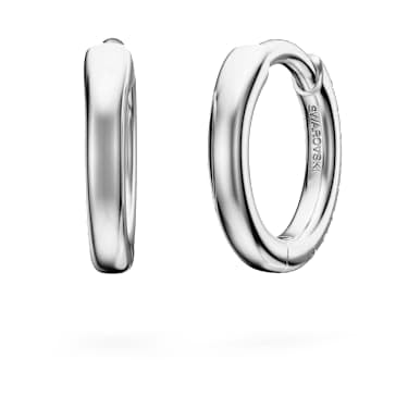 Eternity hoop earrings, Lab-grown diamonds 0.1 ct tw, Round shape, Small, 14K white gold image 4