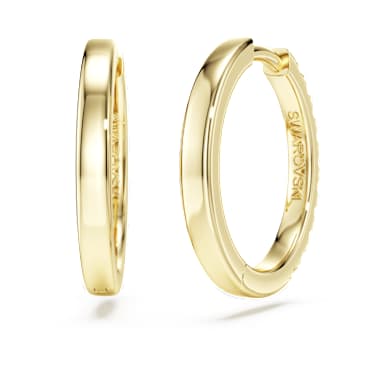 Eternity hoop earrings, Lab-grown diamonds 0.5 ct tw, Round shape, 14K yellow gold image 4
