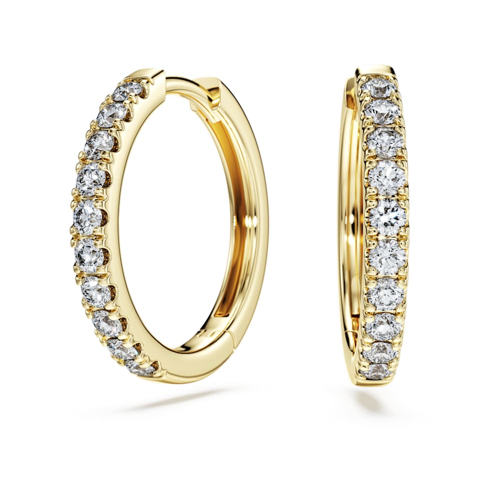 Eternity hoop earrings, Lab-grown diamonds 0.5 ct tw, Round shape, 14K yellow gold image 1