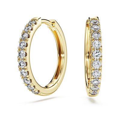 Eternity hoop earrings, Lab-grown diamonds 0.5 ct tw, Round shape, 14K yellow gold image 1
