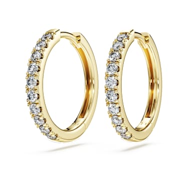 Eternity hoop earrings, Lab-grown diamonds 0.5 ct tw, Round shape, 14K yellow gold image 3
