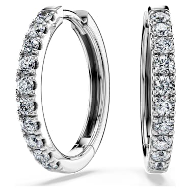 Eternity hoop earrings, Lab-grown diamonds 0.56 ct tw, Round shape, Sterling silver image 6