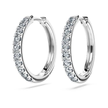 Eternity hoop earrings, Lab-grown diamonds 0.56 ct tw, Round shape, Sterling silver image 3