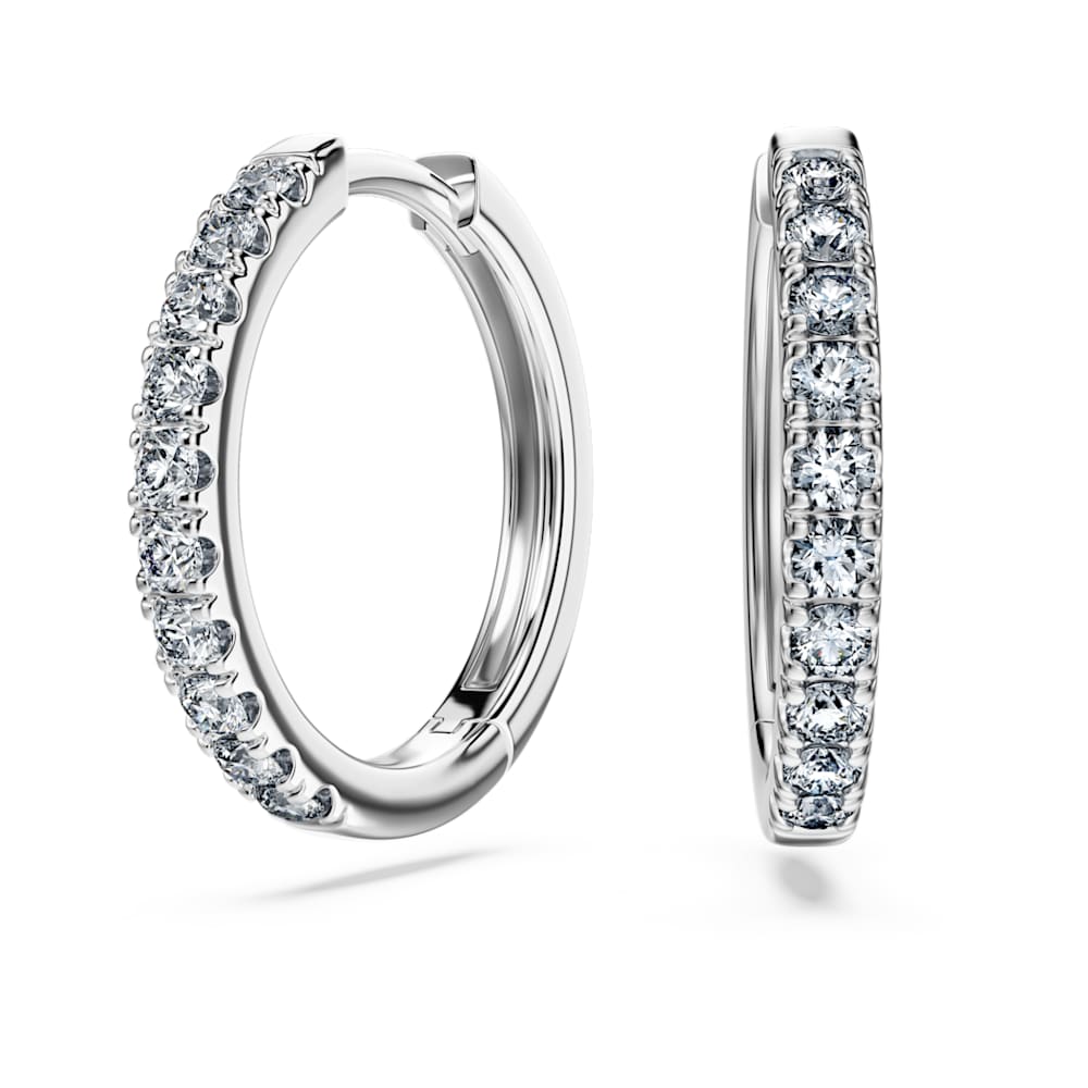 Eternity hoop earrings, Lab-grown diamonds 0.56 ct tw, Round shape, Sterling silver image 1