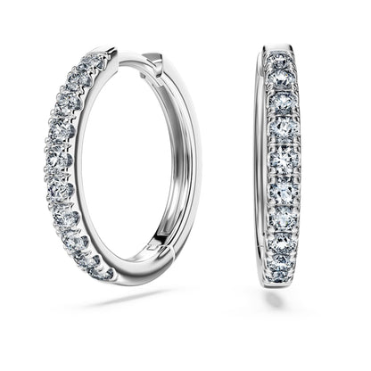 Eternity hoop earrings, Lab-grown diamonds 0.56 ct tw, Round shape, Sterling silver image 1