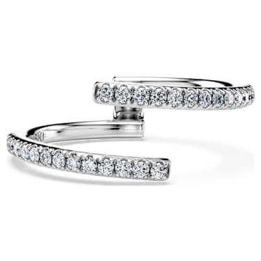 Eternity open band ring, Lab-grown diamonds 0.2 ct tw, Round shape, 14K white gold image 6
