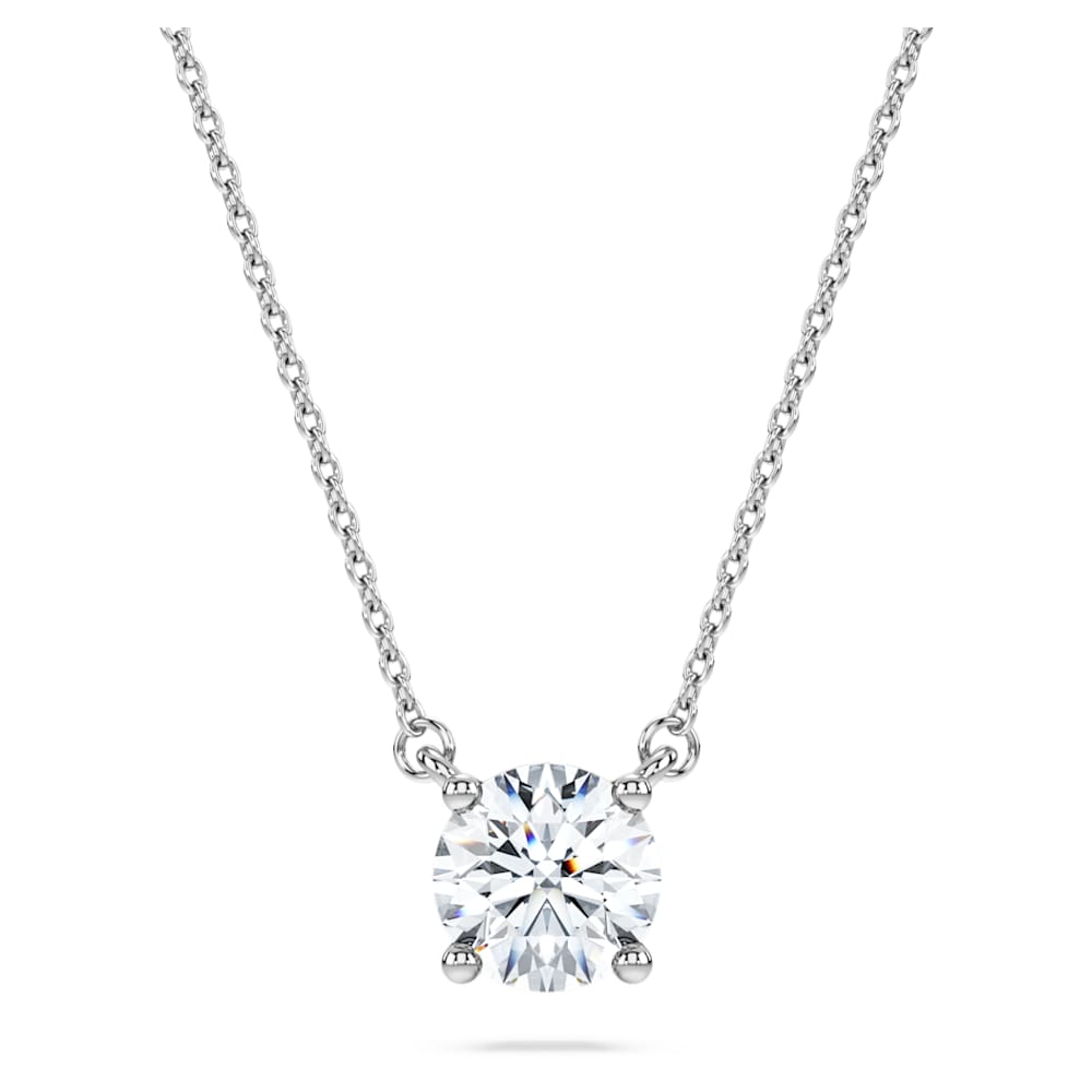 Eternity solitaire pendant, Lab-grown diamonds 1 ct tw, Round shape, 14K white gold image 1