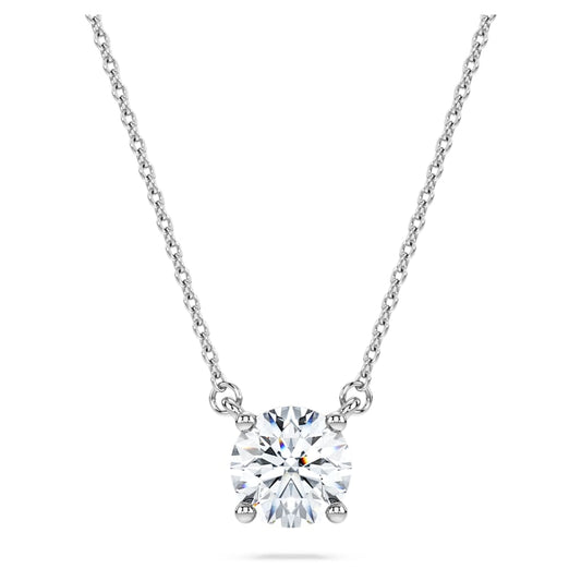 Eternity solitaire pendant, Lab-grown diamonds 1 ct tw, Round shape, 14K white gold image 1