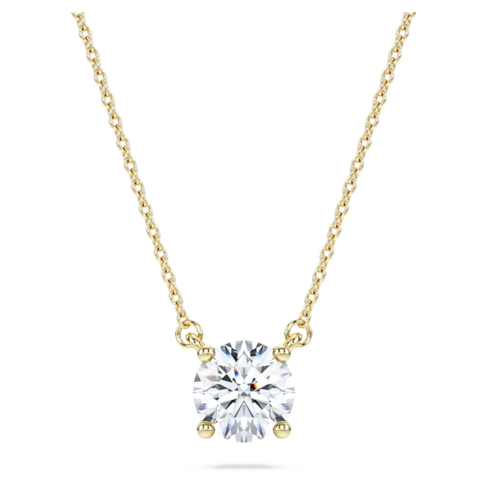 Eternity solitaire pendant, Lab-grown diamonds 1 ct tw, Round shape, 14K yellow gold image 1