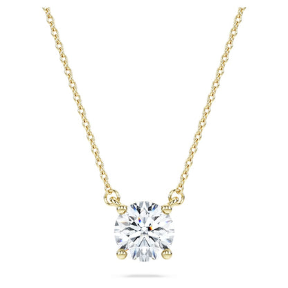 Eternity solitaire pendant, Lab-grown diamonds 1 ct tw, Round shape, 14K yellow gold image 1