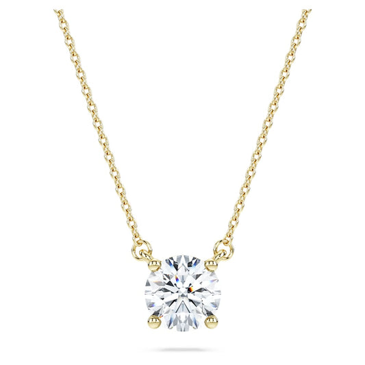Eternity solitaire pendant, Lab-grown diamonds 1 ct tw, Round shape, 14K yellow gold image 1