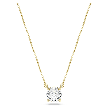 Eternity solitaire pendant, Lab-grown diamonds 1 ct tw, Round shape, 14K yellow gold image 6