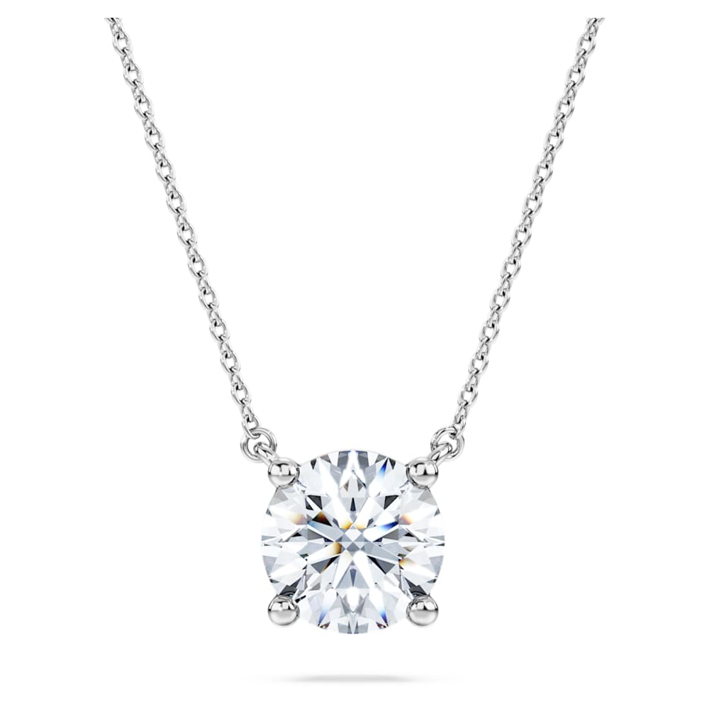 Eternity solitaire pendant, Lab-grown diamonds 2 ct tw, Round shape, 14K white gold image 1