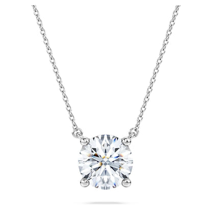 Eternity solitaire pendant, Lab-grown diamonds 2 ct tw, Round shape, 14K white gold image 1